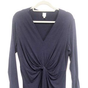 Navy blue Doris (L) knit dress with gathered twist